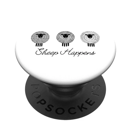 Funny Sheep Happens Pun with Sheep Funny Sheep Happens Pun Cute Sheep Adult Humor Womens PopSockets Adhesive PopGrip
