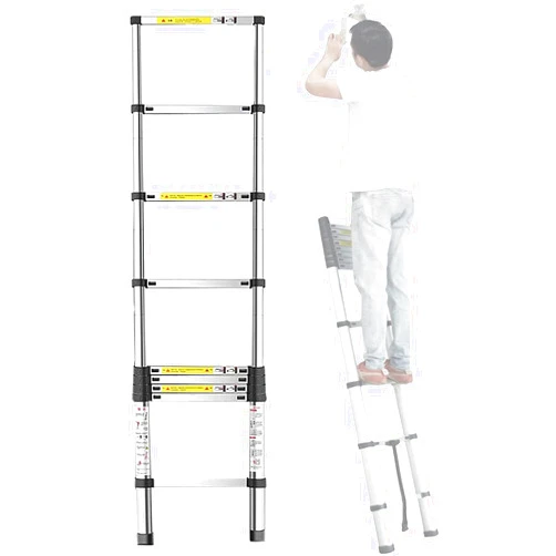 HWFF 20ft 16.5ft 12.5ft 10.5ft 9.5FT Telescoping Ladder, Aluminum Extension Telescopic Ladders for Rooftop Loft RV Attic Outdoor Indoor Use, Load 150kg (Size : 4.6m/15ft)