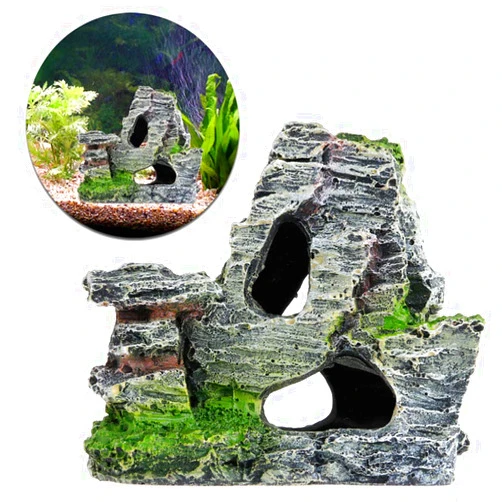 Zaviftie Aquarium Ornament Rock Mountain Stone Cave Fish for Decorations Small Terrain Landscape Accessories for Hab