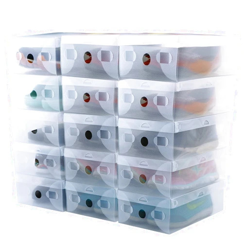 kilofly 15 Kids Women Smart Storage Containers Foldable Clear Shoe Box Set