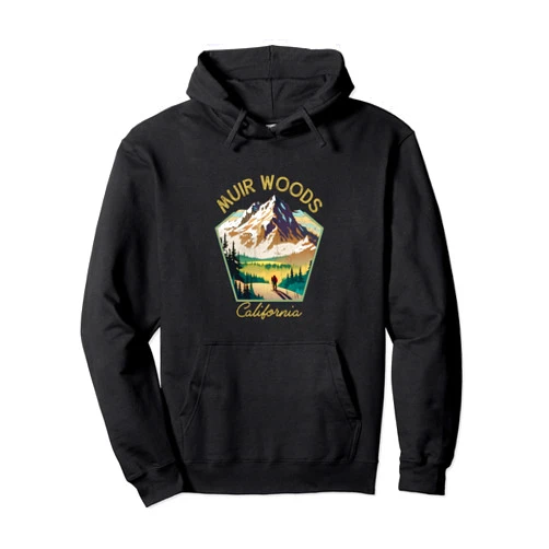 Muir Woods California Hiking Clothes Co. Muir Woods Retro Clothing - Muir Woods Souvenir Pullover Hoodie