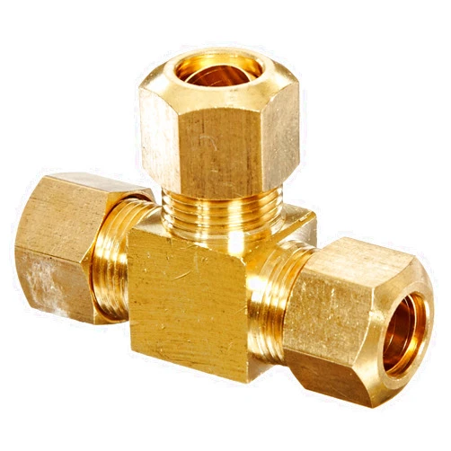 Anderson Metals - 50064-06 50064 Brass Compression Tube Fitting, Tee, 3/8