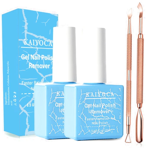 JHSLCHA 2 Packs Nail Polish Remover(15ml) ARYLIC,Nail Polish Scraper and Cuticle Pusher Remove Gel Nail Polish Within 3-5 Minutes - No Need For Foil, Soaking Or Wrapping