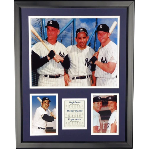 Legends Never Die Yogi Berra Mickey Mantle & Roger Maris Framed Photo Collage, 16