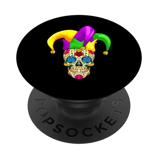 GoshWow Sugar Skull Mardi Gras Jester Joker Louisiana Carnival Party PopSockets Swappable PopGrip