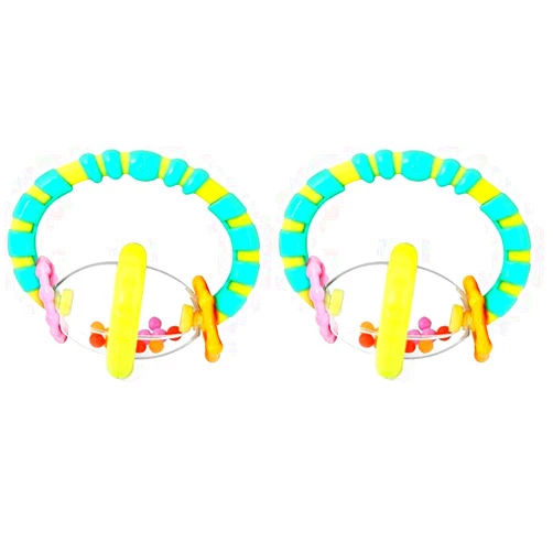 Bright Starts Grab & Spin Baby Rattle & BPA-Free Teether Toy, Ages 3 Months+ (Pack of 2)
