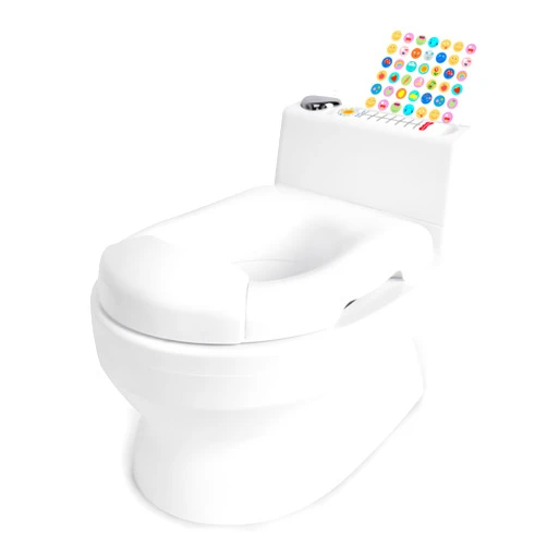 Fisher-Price™ 2-N-1 Potty Trainer with Flushing Sounds, Chart & Storage – White Floor Potty Chair with Splash Guard, Removable Ring & Bowl, Patented Snap Safe Ring Technology