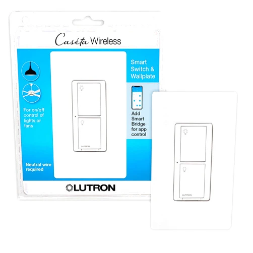 Lutron Caseta Smart Home 5A Switch with Wallplate, Works with Alexa, Apple HomeKit, and Google Assistant | for Ceiling and Exhaust Fans, LED Bulbs, Incandescent and Halogen | PDW-5ANS-WH-A | White
