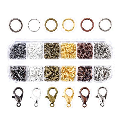PH PandaHall Pandahall 6 Colors Jewelry Finding Kits with 5mm Open Jump Rings & 12x6mm Lobster Claw Clasp for DIY Bracelet Necklace Jewelry Making