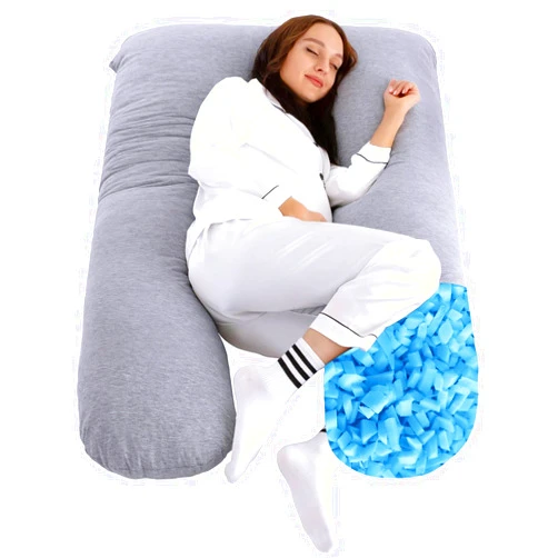 EDUJIN Memory Foam Pregnancy Pillows for Sleeping - Cooling Cotton Cover - U-Shape Full Body Maternity Pillow,Body Pillows for Adults,Pregnancy Pillow for Women,Pregnancy Must Haves(Light Gray)