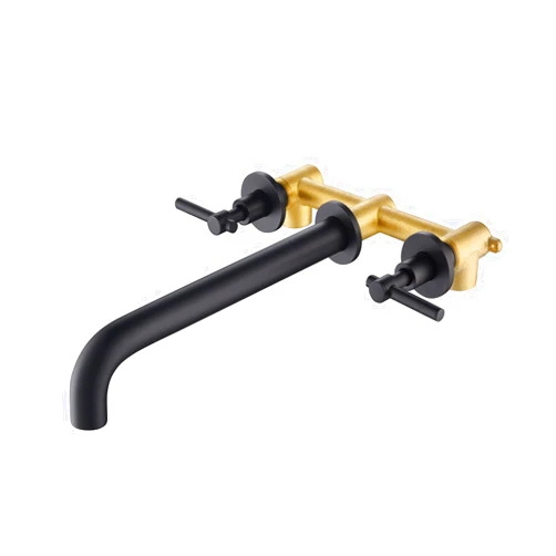 DEOKXZ Matte Black Bathtub Faucet Wall Mount, Double Handle Brass Bathroom Faucet, Extra Long Spout High Flow with Coarse Val
