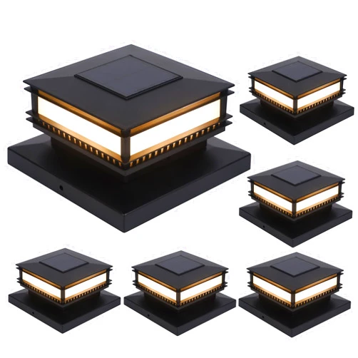 Dynaming 6 Pack Solar Post Cap Lights Outdoor, Classic Solar Powered Fence, High Brightness Warm White SMD LED Lighting Decor for Garden Deck Patio, Fit 4x4, 5x5 or 6x6 Wooden Posts