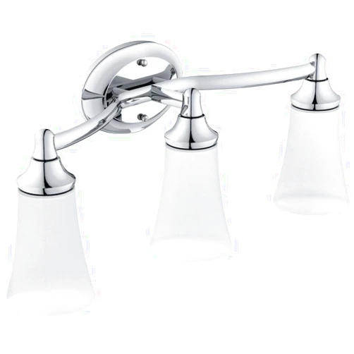 Moen YB2863CH Eva 3-Light Dual-Mount Bath Bathroom Vanity Fixture with Frosted Glass, Chrome