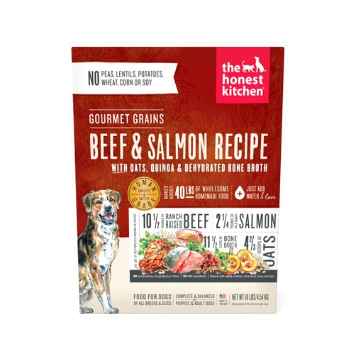 The Honest Kitchen Human Grade Dehydrated Gourmet Grains Dog Food - Beef & Salmon, 10 Pound Box