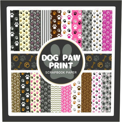 Creative Daylight Press Dog Paw Print Scrapbook Paper: Puppy Pattern Craft Paper Pad For Scrapbooking, Mixed Media, Decoupage, Junk Journals & Paper Crafts; 8.5x8.5
