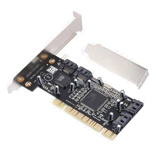 ASHATA PCI 16X to 4-Port SATA Riser Card,5Gbps Sil3114 Master SATA PCI 4 Port Expansion Card,PCI SATA Controller Expansion Card for 98SE/ME/NT4.0/2000/XP/7/Vista and Linux.