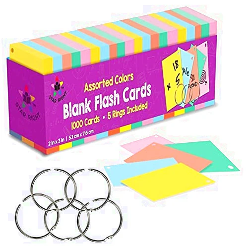 Star Right Assorted Colored Blank Flash Cards - 2