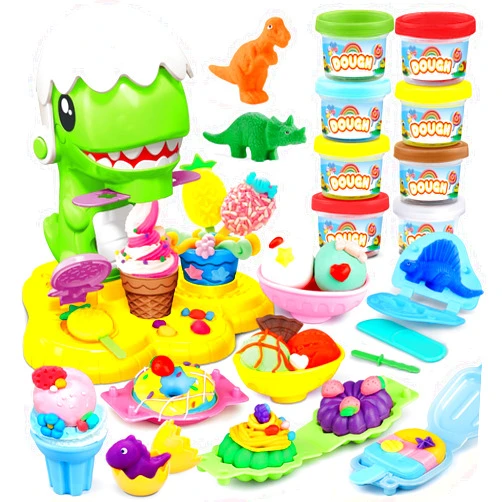 VConejo Play Dough Sets for Kids Ages 4-8，Dinosaur Theme playdough ice Cream Set，Playdough Tools Accessories Set for Kids Ages 4，with 3D molds & 8 Cans Playdough，Gift for 3 4 5 6 7 8 Year Old Girls Boys
