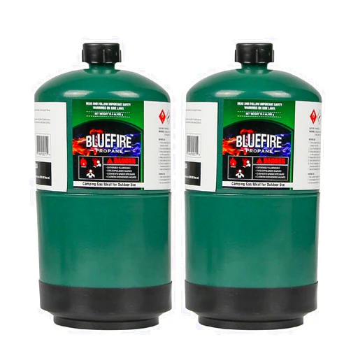 BLUEFIRE Propane Fuel Camping Gas Cylinder Pack of 2 16.4oz >93% Purity All-Purpose Canister Portable Tank Bottle for Outdoor Mini Burner Cooker Stove Heater Cooking Torch Lamp (2 packs)