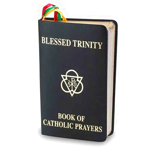 WJ Hirten Blessed Trinity Book of Catholic Prayers Black Deluxe Cover 408 Pages (Prayers for Almost Every Occasion, Colored Ribbon Bookmarks)