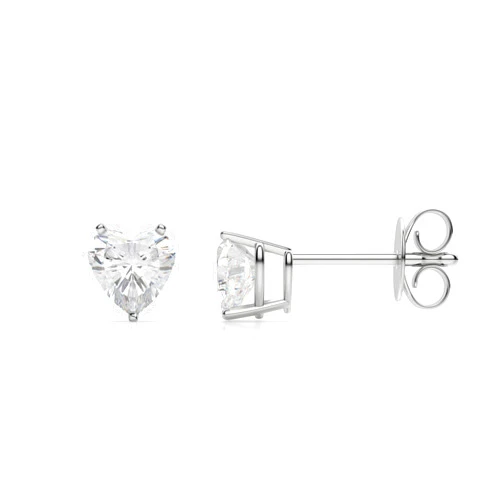 Giorgio Bergamo 925 Sterling Silver Heart CZ Studs, 4mm - 8mm Rhodium Plated Ladies Clear Cubic Zirconia Earrings, Giorgio Bergamo