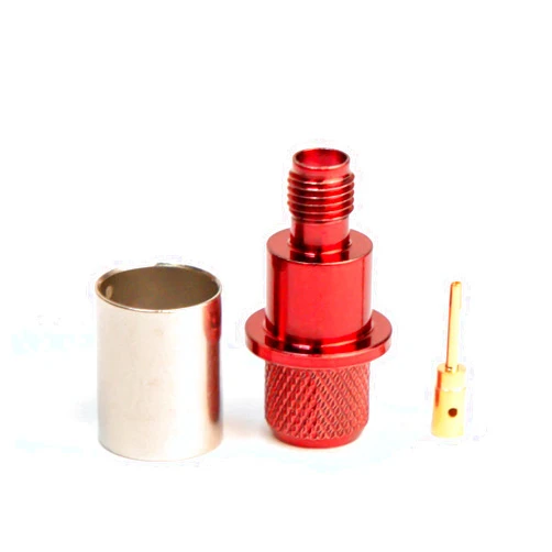 BigCatCables SMA Type Female Crimp Connector Red for LMR400, Belden 9913 Red Female