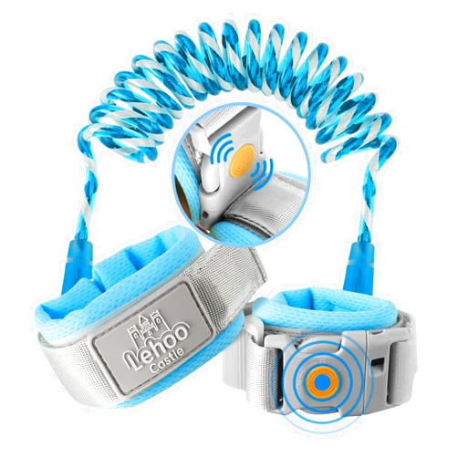 Lehoo Castle Kid Leash, 4.9ft Anti Lost Wrist Link for Toddlers with Induction Lock, Reflective Toddler Wrist Leash, Child Leash Harness, Leash for Kids (Light Blue)