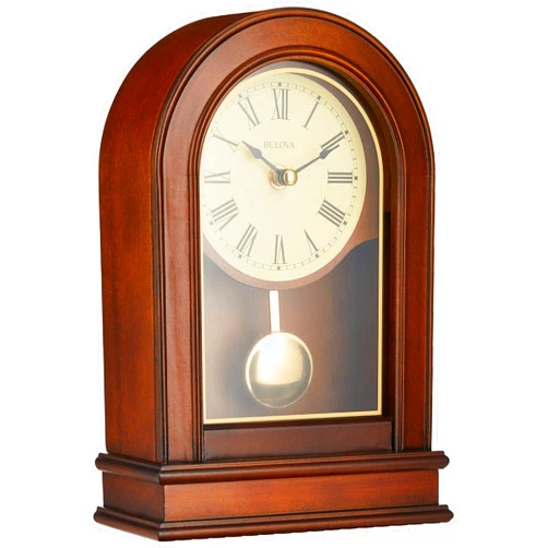 Bulova B7467 Hardwick Clock, Table top, Walnut Brown