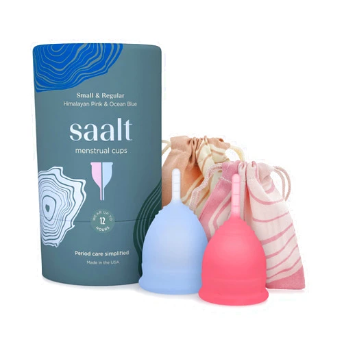 Saalt Menstrual Cup - Premium Design - Most Comfortable Period Cup - #1 Active Cup - Wear for 12 Hours - Soft, Flexible, Reusable Medical-Grade Silicone - Made in USA