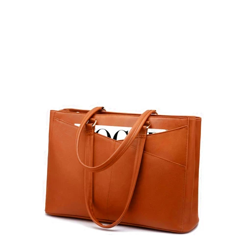 LOVEVOOK Laptop Tote Bag for Women 15.6 Inch Waterproof Leather Computer Bags Women Business Office Work Bag Briefcase Brown