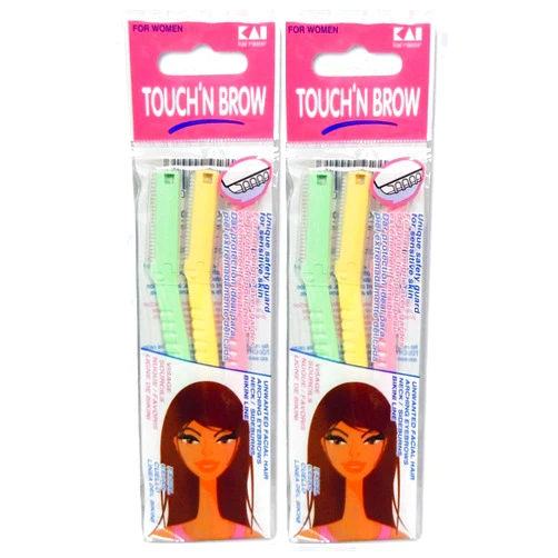 Uaike KAI TOUCH N BROW Eyebrow Razor, 3 Count (Pack of 2)