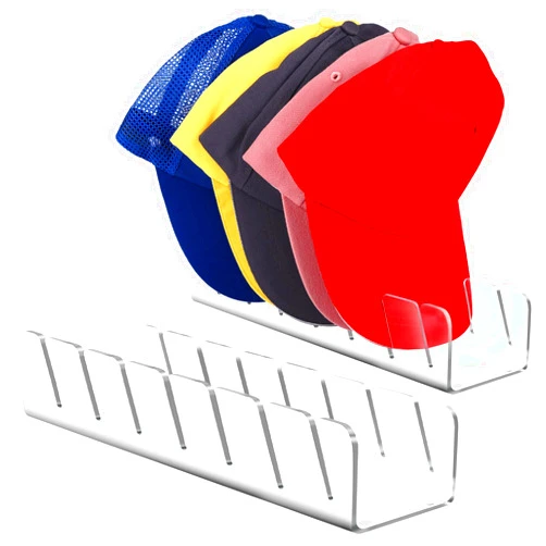 Manaraha Hat Stand for Baseball Caps, 2Pcs No Install Acrylic Hat Organizer for 14 Caps, Hat Racks for Display and Organizers in Bedroom, Closet, Dresser, Office, Storage and Organization (2 pack transparency)
