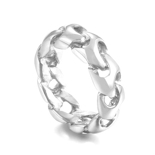 Azubpi 18K Gold/Silver/Black Armor Chain Men's Rings Stainless Steel Personalized Jewelry Gifts for Men and Boys, Available in Sizes 8 to 12