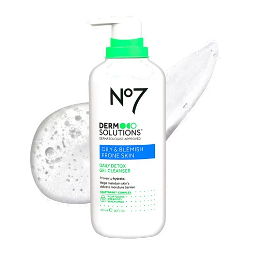 No7 Derm Solutions Daily Detox Gel Cleanser for Normal to Oily & Sensitive Skin (16 Fl Oz)
