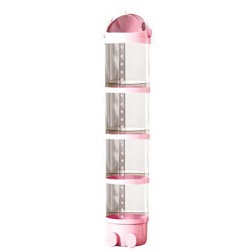 AKLQMM 2025 New Stuffed Animal Storage Tube with Zipper, 50 in Vertical Stuffed Animal Tube, PET Transparent Stuffed Animal Zoo Organizer, Large Doll Display Bucket with Lid (Pink-4 floors)