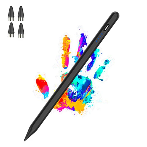 Luntak Active Stylus Pens for Touch Screens Rechargeable Tablet Pen POM Tip Magnetic iPad Pencil Stylus Pen for iPad/Pro/Air/Mini/iPhone and Other Smartphone Device-Black