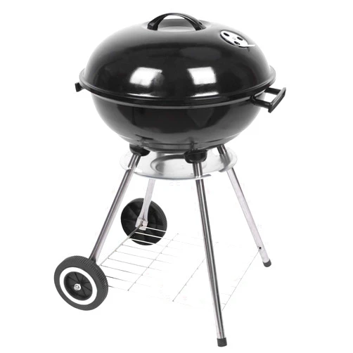 YABEY 18“ Charcoal Grill with Wheels for Outdoor Cooking Barbecue Camping BBQ Coal Kettle Grill Tailgating Portable Heavy Duty Round with Thickened Grilling Bowl Wheels, black
