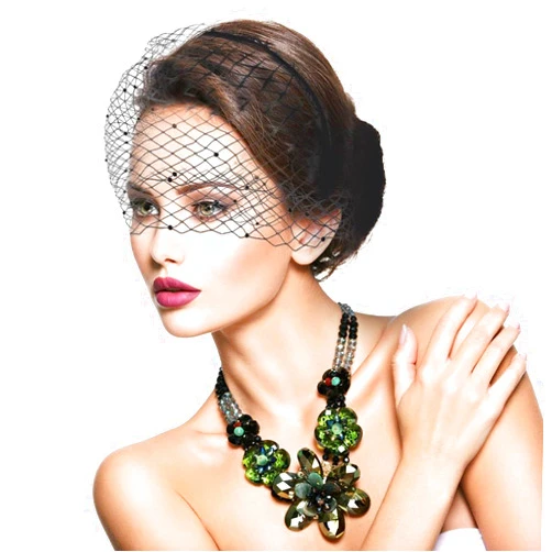 Asofelk Feather Fascinator Hat with Birdcage Veil and Hair Clip for Women - Black Mesh Tea Party Headband