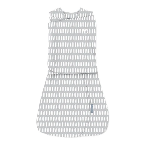 Ingenuity SwaddleMe Arms Free Convertible Baby Swaddle, Size 3-6 Months, 14-18 Pounds, Arms Swaddled in or Out, 1.0 TOG - Dashed Lines