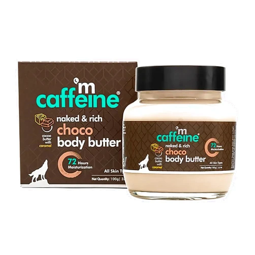 mCaffeine Choco & Shea Body Butter Moisturizer |Moisturization, Reduces Stretch Marks & Heals Dry Skin | Body Butter Lotion Cream for Women & Men | Non-Sticky for All Skin Types (100gm)