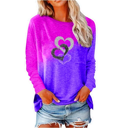 Generic Oversized Tshirts for Women Loose Fit Fall Tops Trendy Plus Size Shirts Long Sleeve Crew Neck Shirts Graphic Tees