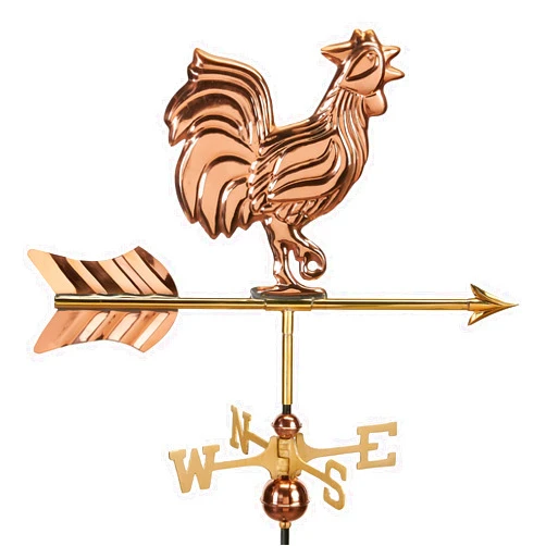 Good Directions Rooster Cottage 802PR Weathervane with Roof Mount, Pure Copper, Small