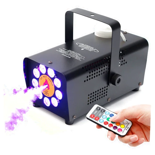 TCFUNDY Fog Machine with 9 LED Lights, 500W Smoke Machine with 12 Color Lights Effect for Halloween Wedding DJ Party Stage, Portable Fog Machine Outdoor with 2-in-1 Remote Control