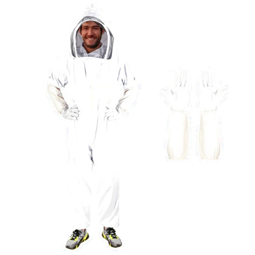 ISIVBPEP Bee Suits for Men Women,Bee Keeper Suite with Beekeeping Gloves,Beekeeping Suit with Veil Hood,Fully Body Sturdy Beekeeper Suite,Suitable for Professional Beekeepers and Beginners（Large ）
