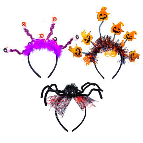 Genuvi Halloween Headbands for Women Girls, 3PCS Halloween Hair Accessories Pumpkin Ghost Eyeballs Spider Headband Halloween Headpiece Gifts for Halloween Costume Cosplay Party Decorations Trick or Treating