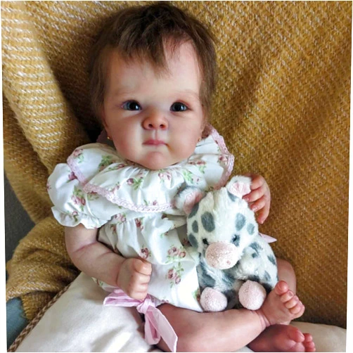 Angelbaby Reborn Realistic Baby Doll Look Real Girl, 18 Inch Lifelike Newborn Soft Weighted Body Baby with Hair Silicone Doll Closed Month Cute Child Doll for Kids & Adult Collections