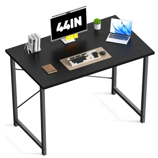 DUMOS 44 in Computer Desk for Home Office, Modern Study Work Table Simple Style for Bedroom, Writing Desks with X-Shaped Reinforcement, Black
