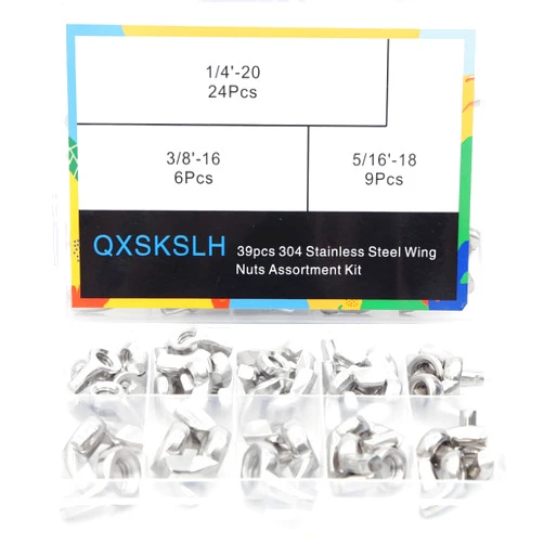 QXSKSLH 39 PCS Wing Nuts Assorted kit 1/4