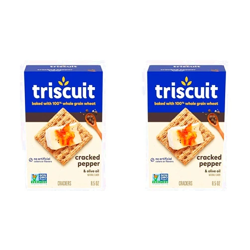 Triscuit Cracked Pepper & Olive Oil Whole Grain Wheat Crackers, 8.5 oz (Pack of 2)