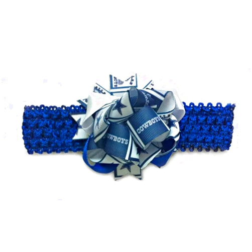 Handmade Cowboys Baby Girl Boutique Bow Crocheted Headband